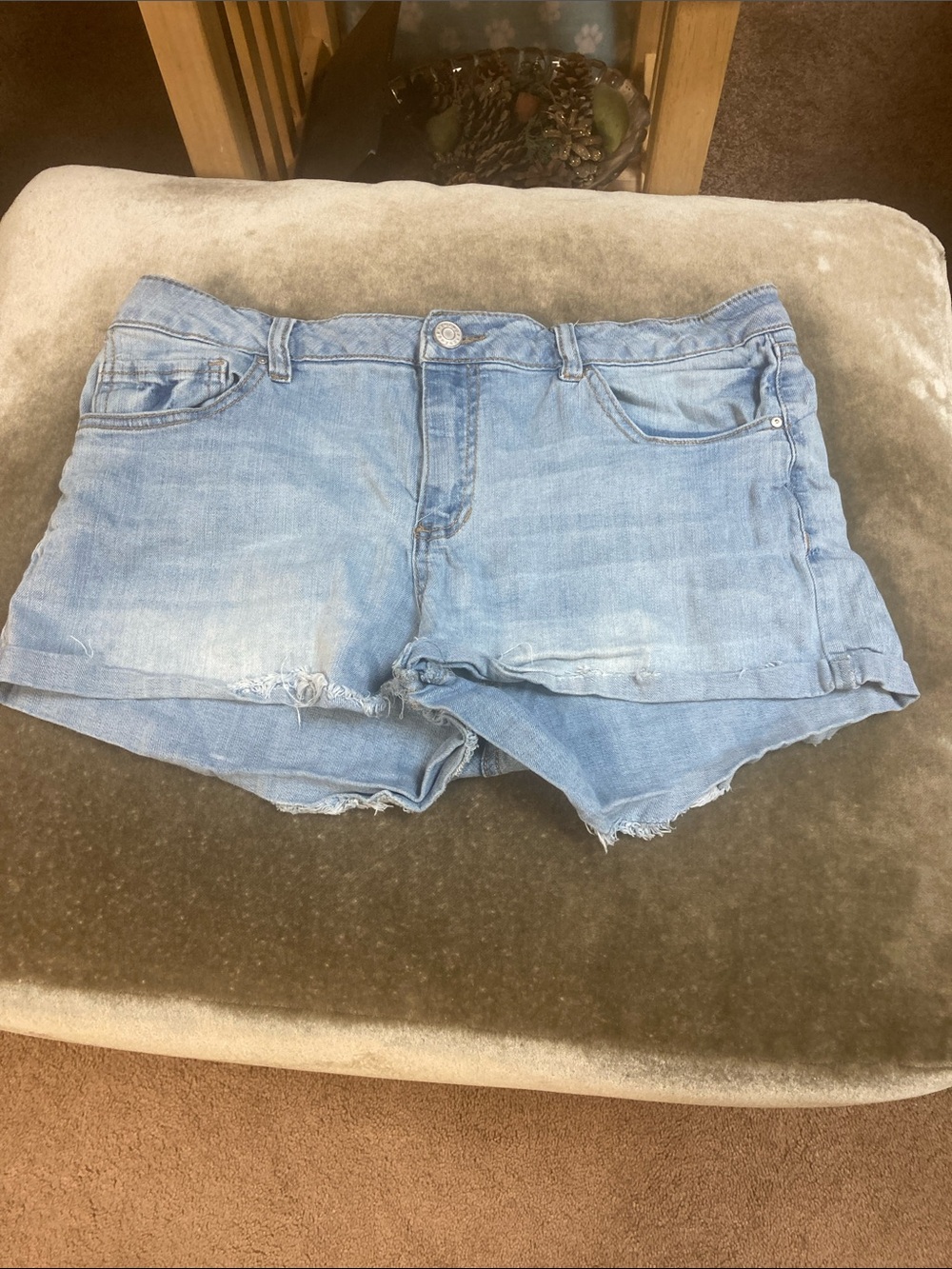 refuge Light Blue Denim Cutoff Shorts
